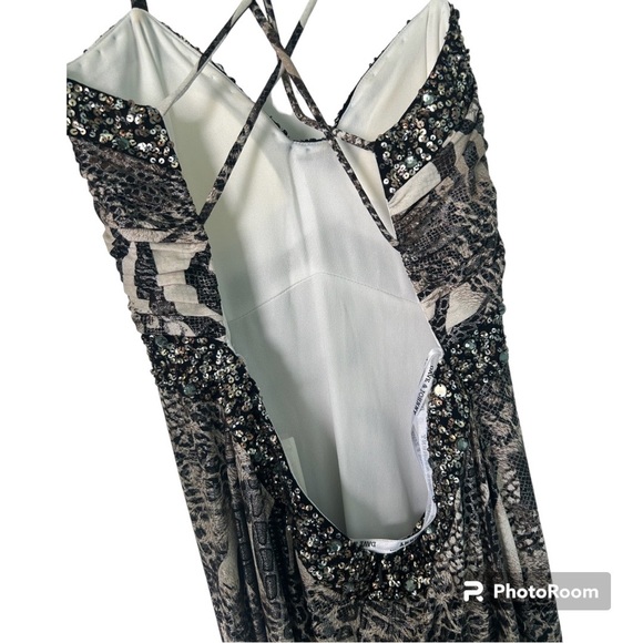Dave and Johnny prom dress style 4737 snake print stretch jersey beaded nwt - Picture 5 of 5
